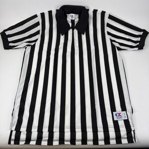 Vintage Cliff Keen Referee Polo Men XL Black White Stripe Zip Official NOS USA